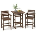 thumbnail image 2 of Costway 3-Piece Patio HDPE Bar Set Armchairs with Square High-Top Table Footrest Backrest Brown, 2 of 10