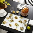 thumbnail image 3 of White Yellow Purple Flower Bouquet Sunflower Pattern Summer Placemats Table Placemats Set Of 6-Linen Kitchen Washable Placemats Table Mats 11.8"x17.7" Non-Slip Heat Resistant, 3 of 5