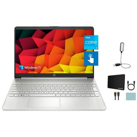 HP Newest Pavilion 15.6" HD Touchscreen Laptop, 16GB RAM, 256GB SSD Storage, Intel Core Processor 1215U, Up to 11 Hours Long Battery Life, Fast Charge, Windows 11 Home, Silver + Mazepoly Accessories