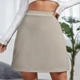 thumbnail image 3 of Beige Zigzag Knit Texture Women's High Waist Skirt Stretchy Casual Mini Skirt, 3 of 8