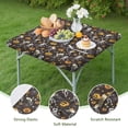 thumbnail image 4 of Dancing Skeletons Halloween Pattern Square Fitted Tablecloth with Elastic Edge,Square Table Cover,Washable Elastic Table Cover for Home Kitchen Party Decor 36"x36", 4 of 6