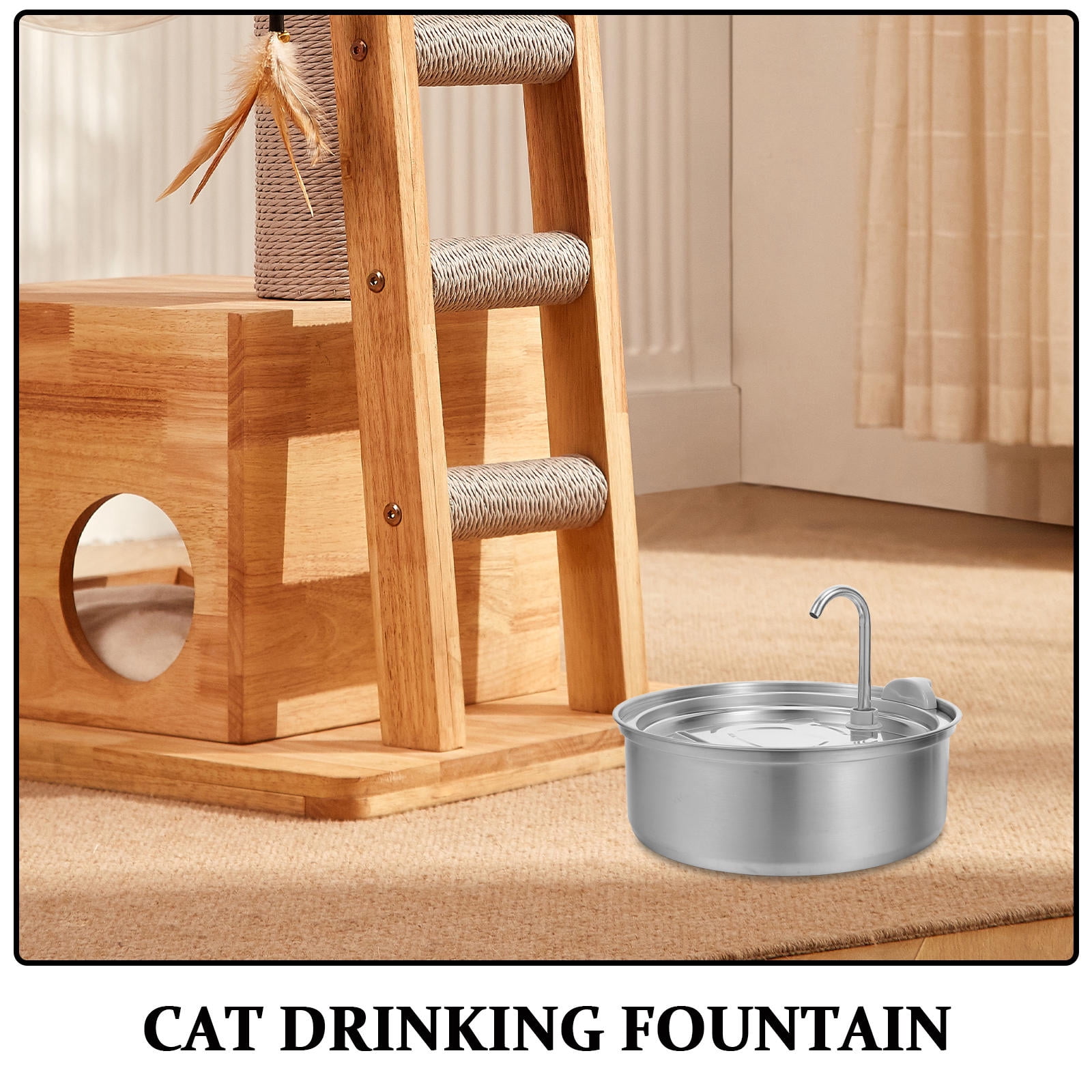 ETHZZLE Metal Cat Water Fountain with Nonstop Circulation Silent Filtered Water Dispenser