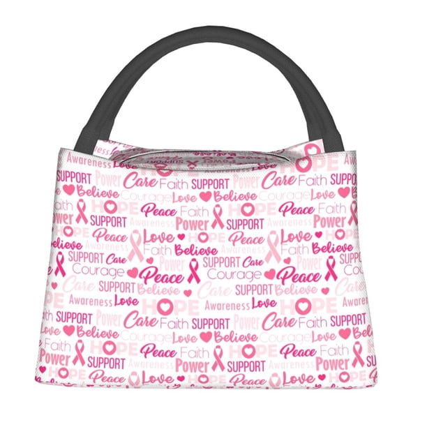 Fotbe Breast Cancer Ribbons Awareness Bolsa Térmica Portátil con Estampado, Bolsa de Entrega de Alimentos Aislada, Bolsa Reutilizable de Gran Capacidad para Comidas y Supermercado