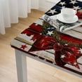 thumbnail image 4 of HAOXIT Farmhouse 4th American Flag Patriotic Star Wooden Waterproof Picnic Party Square Table Cloth Cover Decorations Fabric square Tablecloth for Home Dining Room Kitchen Decor 36*36, 4 of 7