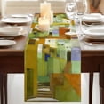 thumbnail image 3 of Table Runners 72 Inches Long Dress Scarves, Abstract Yellow Farmhouse Kitchen/Dining Table Runner, Coffee Tablerunners, Painting Buildings Geometric Modern Art 18x72 Inch, 3 of 9