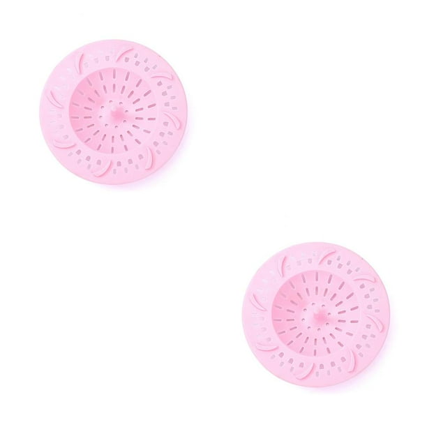 Bewildely Colador antiobstrucción para fregadero, tamiz de silicona, desagüe para ducha de baño, cubierta para desagües, filtro de pelo de Rosado 2piezas
