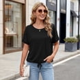 thumbnail image 5 of Blouses for Women Casual Short Sleeve Basic Tee Crewneck Dressy Tops Elastic Hem Summer T-Shirts, 5 of 9