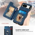 thumbnail image 3 of ShellTech Case for Google Pixel 8,Magnetic Leather Card Holder Wallet RFID-Blocking Case Shockproof TPU Ring Holder Kicsktand Cover with Wrist Strap,Blue, 3 of 7