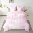 thumbnail image 2 of Castle Fairy Gradient Universe 7 Pieces Bedding Comforter Set for Girls Teens,Pink Galaxy Full Bedding Set Lightweight,Ombre Watercolor Fitted Sheet Flat Sheet,Breathable Home Decor, 2 of 8