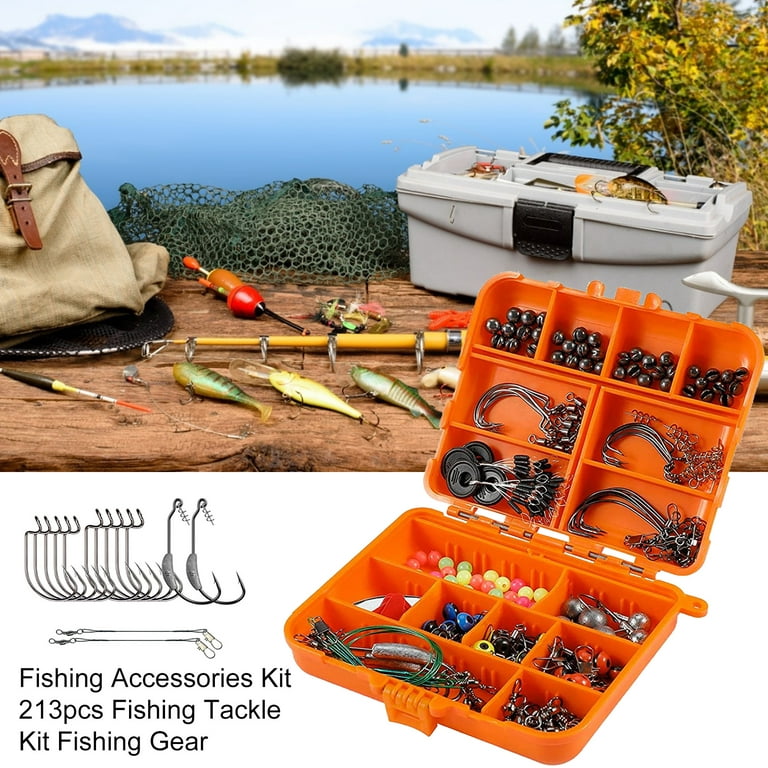 Lacyie Fishing Accessories Kit 213pcs Fishing Tackle Kit Fishing Gear 