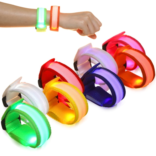 Advancent 8 pack/lote de pulseras intermitentes que destacan en la oscuridad con 8 colores vibrantes nailon suave y duradero Kits de decoración para fiestas