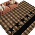 thumbnail image 3 of 8x10 Area Rugs, Brown Black Plaid Non-Skid Rubber Backing Large Rectangle Rugs - Living Room Bedroom Home Office, Vintage Rustic Star Buffalo Check Indoor Floor Mat Carpets Washable Rug, 3 of 9