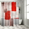 thumbnail image 2 of Shower Curtain Abstract Paint Art Graffiti Lattice Shower Curtains for Bathroom Decor Red and Gray Shower Curtain Sets with Hooks Waterproof Fabric Bath Curtain Small Stall 36" X 72", 2 of 4