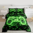 thumbnail image 3 of Manfei Modern Video Game Full Size Comforter Sets,Cartoon Gamepad Bedding Comforter Set,Green Black Bedding Sets For Kid Boy,Lightweight Room Decorative Reversible,3-Piece, 3 of 9