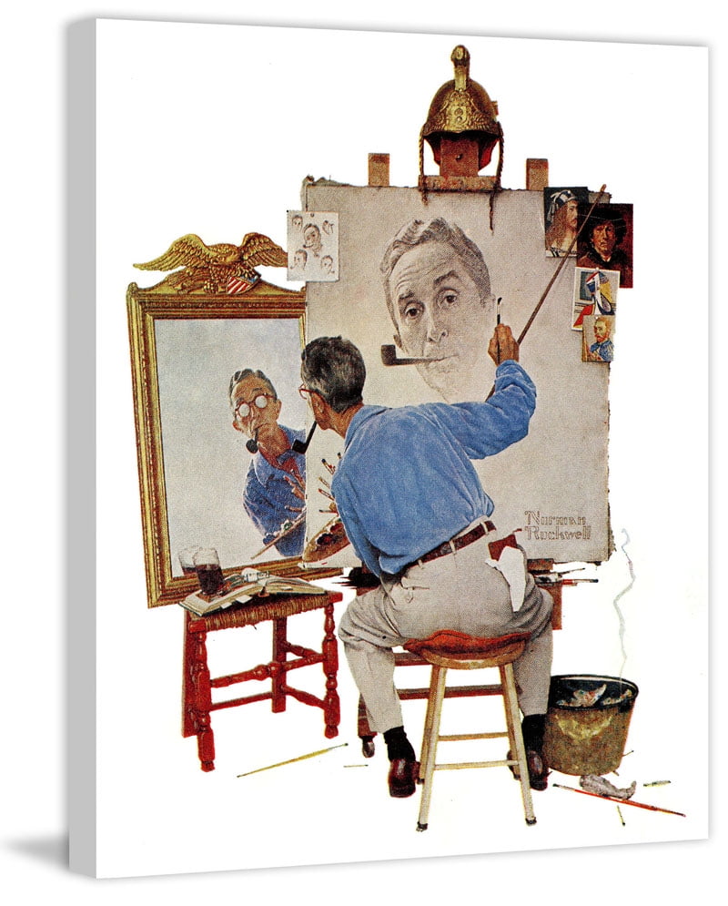 Le Triple Autoportrait De Norman Rockwell Marmont Hill "Triple Self-Portrait" by Norman Rockwell Painting Print