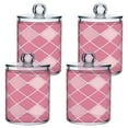 thumbnail image 2 of 2 Pack Pink Block Qtip Holder Dispenser Clear Plastic Storage Apothecary Jars for Cotton Swabs Balls Pads Floss, 2 of 7