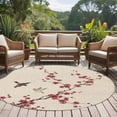 thumbnail image 4 of Spring Cherry Flowers Round Area Rug 8Ft Washable Large Circle Rugs for Living Room Dorm, Retro Country Floral Birds Plants Beige Non-Slip Carpet Floor Mats Indoor Outdoor Carpet Runner Home Decor, 4 of 8