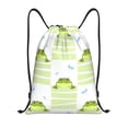 thumbnail image 1 of Xecao Frogs and Dragonflies Pattern Sports Drawstring Backpack - String Swim Gym Bag with Wet Proof Pocket for Women&Men-Medium, 1 of 6