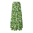thumbnail image 4 of YDFCWXW Long Skirts for Women Trendy Elastic Waist Flowy Summer Ankle Length Boho Flared A Line Maxi Skirt Green, S, 4 of 5