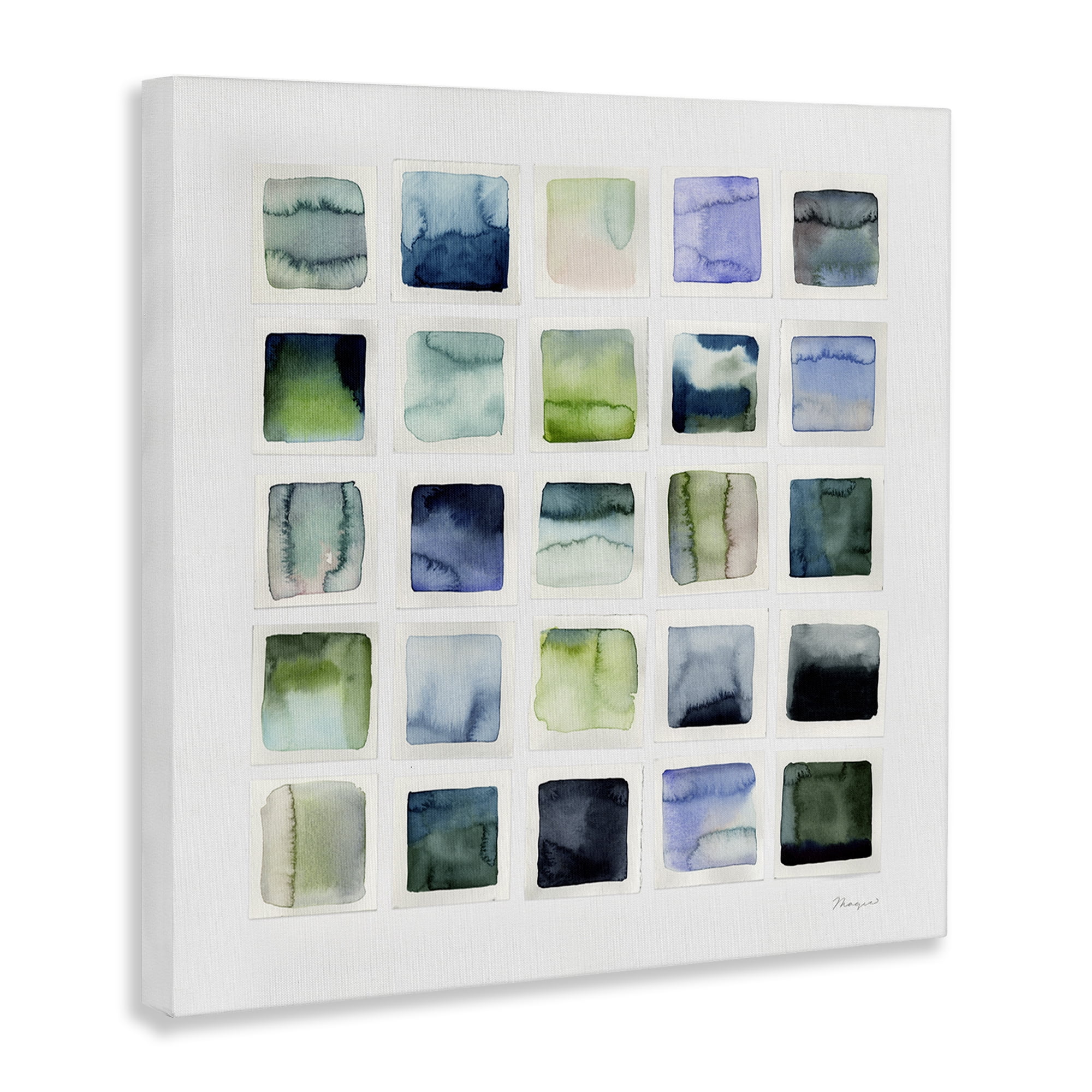 Stupell Industries Watercolor Patterned Squares Abstract Painting Gallery Wrapped Canvas Art Print Wall Art, 17 x 17