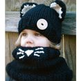 thumbnail image 3 of Gorro de zorro gris de lana gruesa Gorro de zorro tejido a mano para niños Gorro de dinosaurio Gorro con cuello de gato negro, 3 of 4