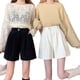 thumbnail image 3 of Minnieouse corta de poliéster de cintura alta para mujer, fácil de combinar, elegante, adelgazante, Color sólido, de compras de viaje para Prendas para la parte inferior del cuerpo Beige L, 3 of 6