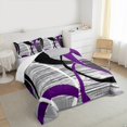 thumbnail image 3 of Manfei Geometric Circles Full Size Comforter Sets 3-Piece, Gray Purple Black Bedding Comforter Set, Contemporary Abstract Art Bedding Sets, Lightweight Room Decor, 3 of 8