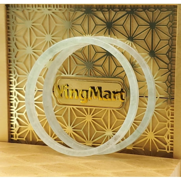 Jade Bangle 48–72mm | YingMart Natural-Colour Jade White Gift for Her Mom Sister Mens Grandma (48-50mm)