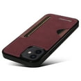 thumbnail image 2 of Dteck for Apple iPhone 14 Plus Hard Shell, Luxury Premium PU Leather Wallet Case with Card Holder, Shockproof Back Flip Hard Slim Rugged Protective Cover, winered, 2 of 4