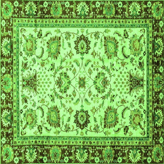 Ahgly Company Indoor Square Oriental Green Traditional Area Rugs, 4' Square