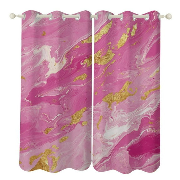 Colorful Marble Pink (39) Blackout Window Curtains for Bedroom Living Room Kicthen High Shading 2 Panels