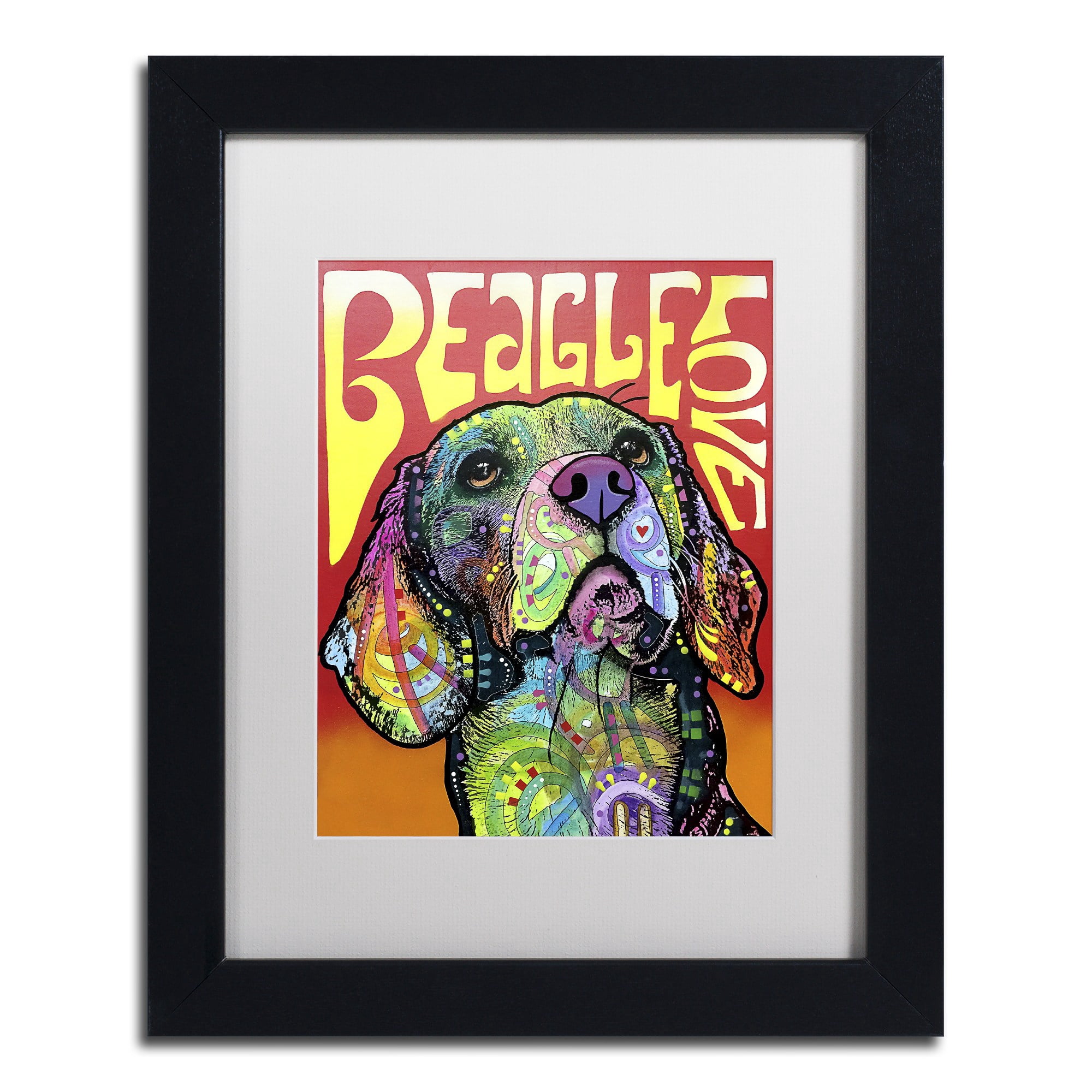 Trademark Fine Art 'Beagle Love' Canvas Art by Dean Russo, White Matte, Black Frame
