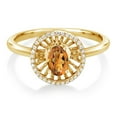 thumbnail image 2 of Gem Stone King 18K Yellow Gold Plated Silver Orange Red Madeira Citrine Ring for Women (0.88 Cttw, Oval 6X4MM, Gemstone Birthstone, Size 6), 2 of 3