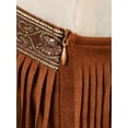 thumbnail image 6 of inlzdz Girls Brown Native Princess Dress One Shoulder Suede Fringe Short Dresses with Tassel Sleeves Brown 8, 6 of 8
