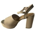 thumbnail image 5 of Bamboo Script-10 Womens Open Toe Chunky Heel Slingback Nubuck Platform Sandals NUDE 9, 5 of 6