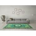 thumbnail image 3 of Ahgly Company Indoor Round Abstract Turquoise Blue Modern Area Rugs, 4' Round, 3 of 4