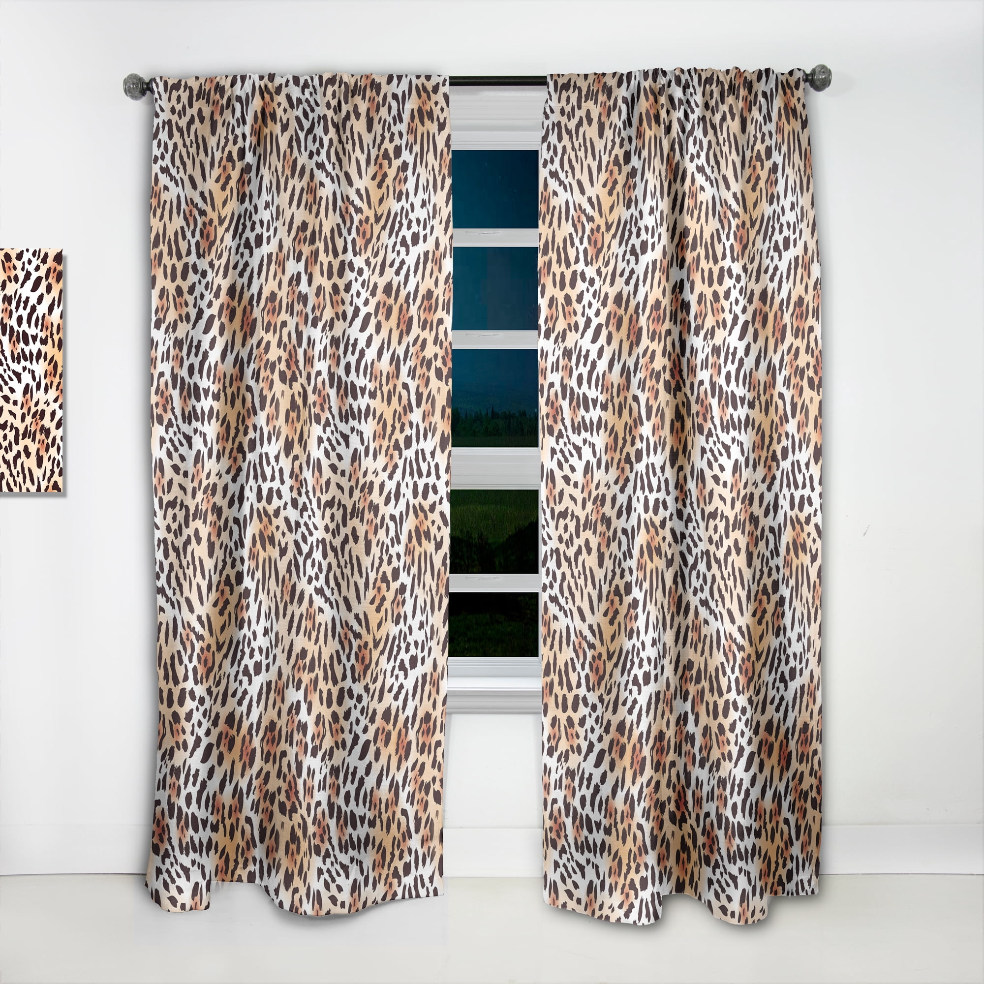 Designart 'Leopard Fur Safari Pattern II' Mid-Century Modern Curtain Panel