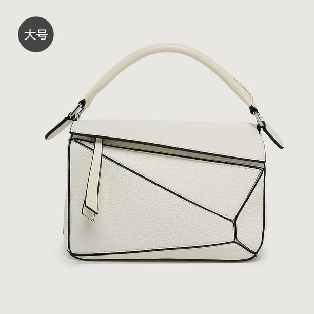 Bolso de mano sencillo y portátil con diseño geométrico y costuras, bolso cruzado con estampado de lichi que combina con todo para otoño e invierno, bolso de médico ligero y de gran capacidad