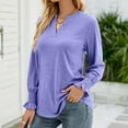 thumbnail image 5 of Baqcunre Long Sleeve Shirts For Women Fashion Casual Women'S Warm V Neck Ruffle Sleeve Loose Long Sleeve Top Soft Solid Color Women'S Tops Hoodies For Women Womens Blouses Purple L, 5 of 7