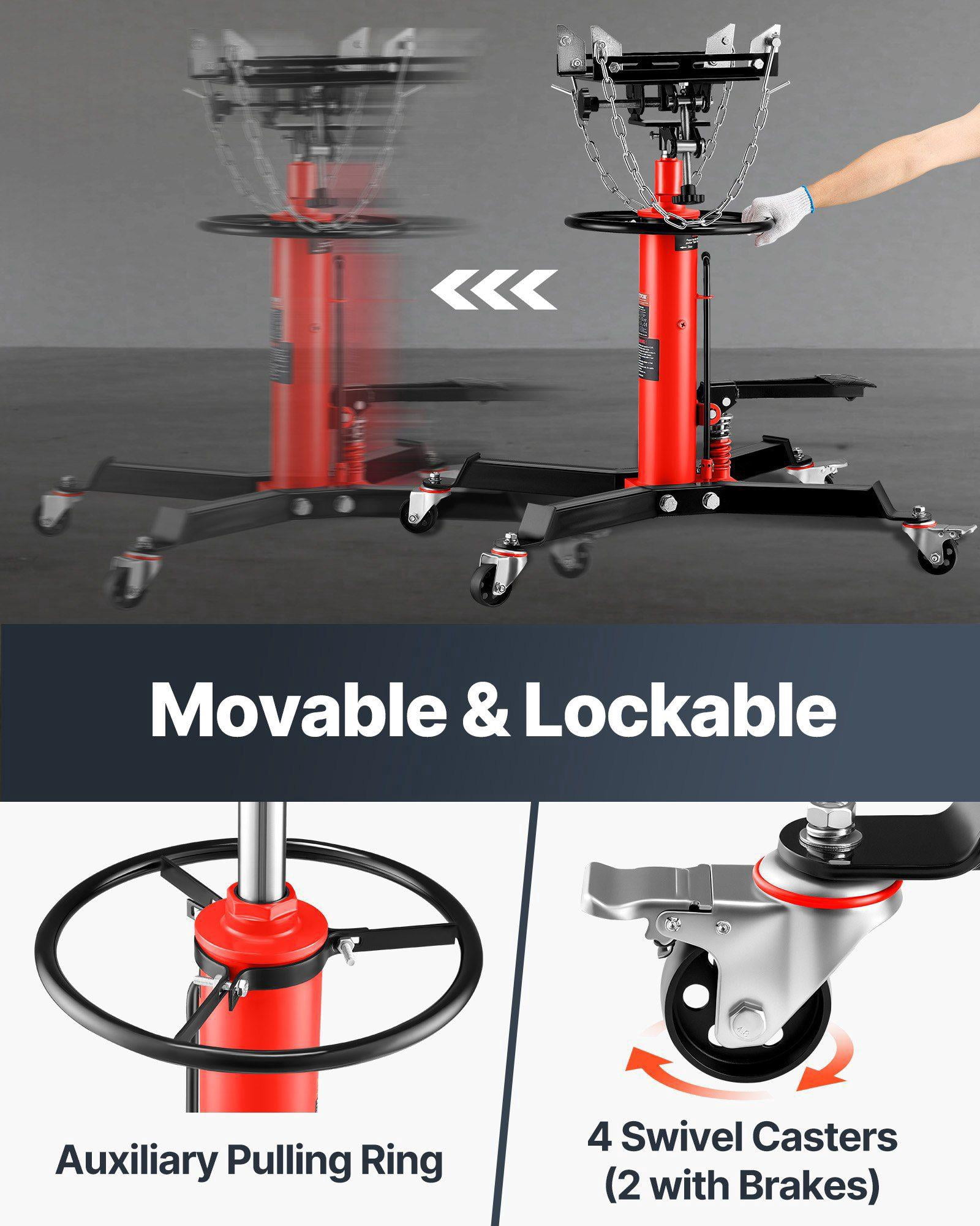1 2 Ton 1100lbs Capacity Hydraulic Telescopic Transmission Jack 2 Stage Floor Jack Stand with Foot Pedal 360 Degree Swivel Wheel Garage Shop Lift Hoist Red