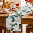 thumbnail image 5 of Magnolia Blossom Table Runner 70 Inches, Spring White Floral Flowers Farmhouse Green Bed Runner Dresser Scarves Tabletop for Indoor Outdoor Parties/Ceremony/Banquet, 13" x 70", 5 of 9