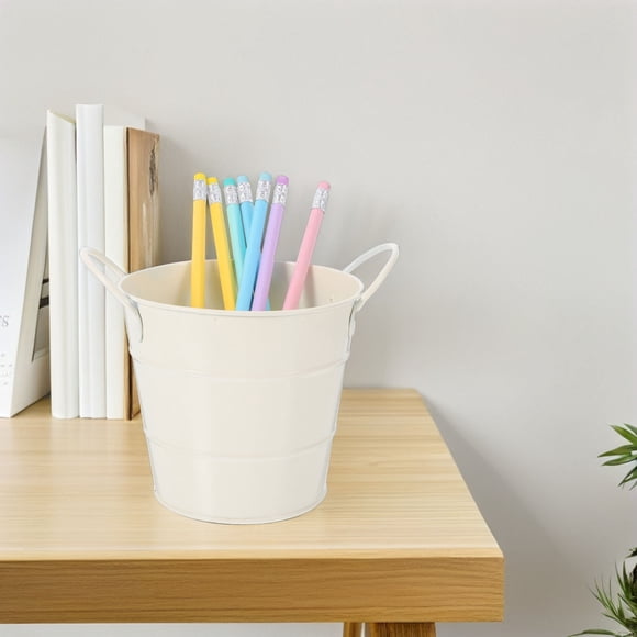IDEANATEGRATE Organizador De Hierro Beige Para Escritorio Ideal Para Basura Y Almacenamiento