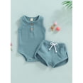 thumbnail image 2 of Bagilaanoe Baby Boy Girl Summer Outfits Sleeveless Tank Onesie Sleeveless Romper Tops Shorts 2pcs Sets, 2 of 7