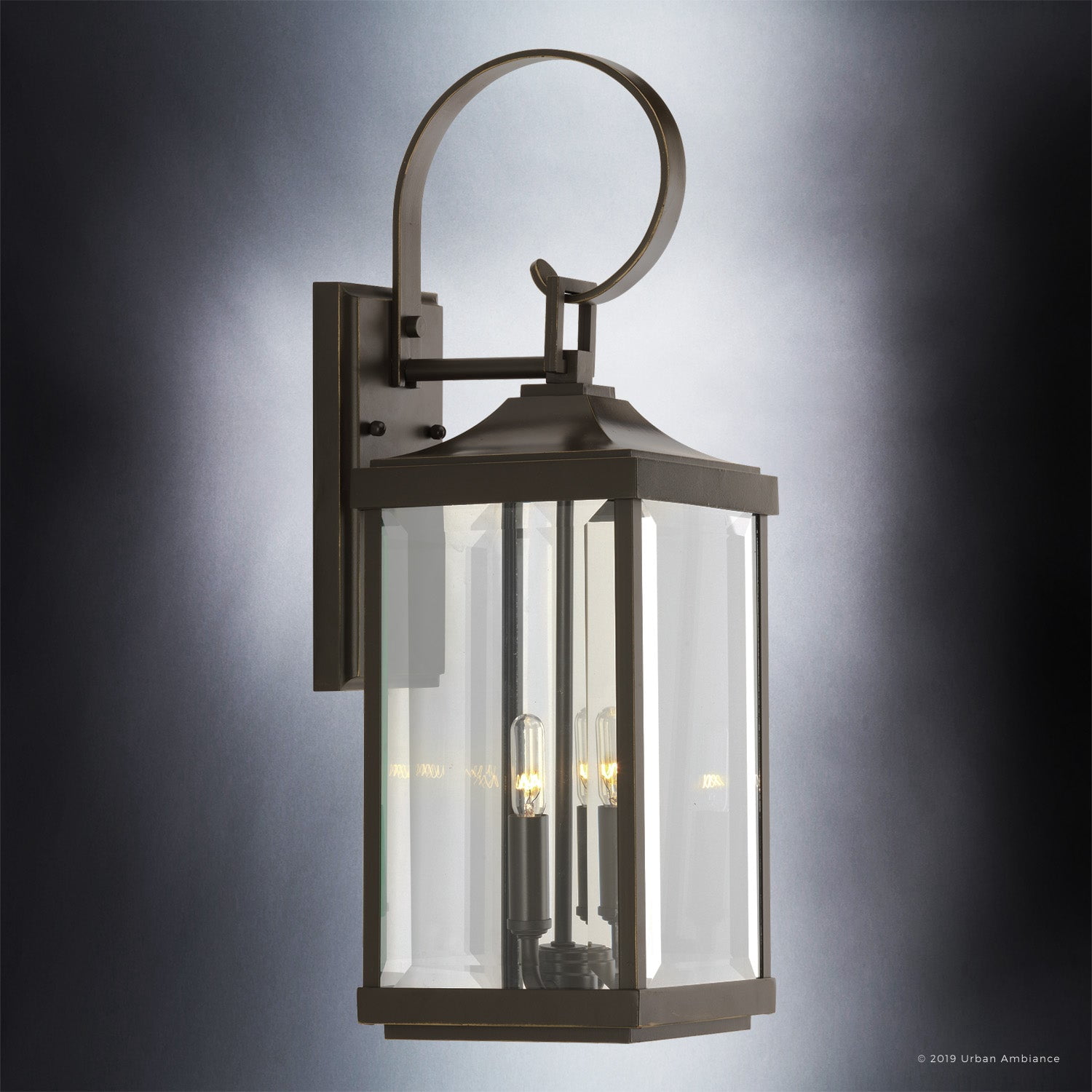 Luxury Colonial Outdoor Wall Sconce, 21.75''H x 7''W, with Farmhouse Style Elements, Tuscan Design, Olde Bronze Finish and Glass, UHP1193