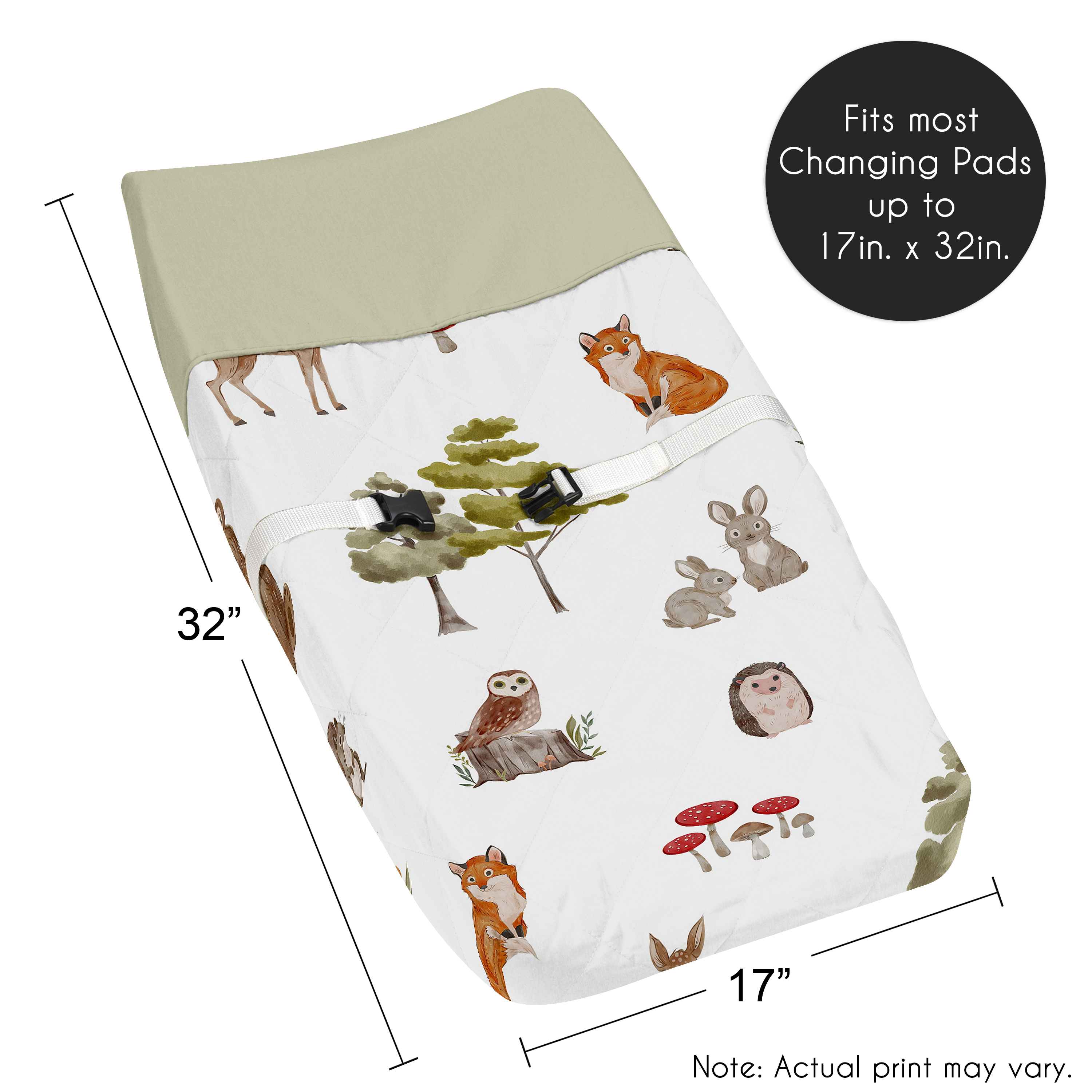 Sweet Jojo Designs Watercolor Woodland Forest Animals Multicolor Changing Pad Cover