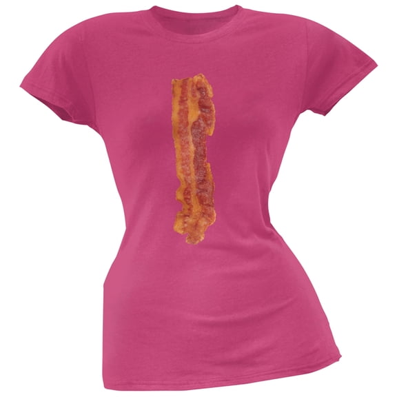 Bacon Strip Pink Soft Juniors T-Shirt - Small