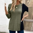 thumbnail image 4 of GigrtiJin Tunic Tops for Womens Dressy Casual Color Contrast Long Sleeve Blouse Crew Neck Streetwear T Shirts, 4 of 6