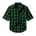 thumbnail image 3 of Lmueinov Mens Short Sleeve Button Down Shirts Plaid Business Casual 3/4 Length Sleeve Tops for Men Pocket Lightweight Summer Fall Daily Going Out Tops, 3 of 7