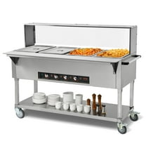 VEVOR 4-Pan Commercial Food Warmer, 4 x 20.6QT Electric Steam Table, 2000W Professional Buffet Catering Food Warmer with Acrylic Sneeze Guard, Food Grade Stainless Steel Server