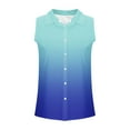 thumbnail image 5 of JGGSPWM Women's Business Tops Fashion Gradient Color Sleeveless Summer Shirts Button Down Casual Work Tunic Shirt Blue L, 5 of 6